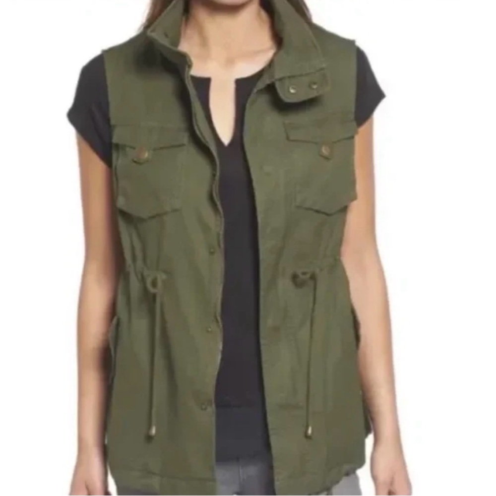 Pleione Utility Military-Green Cotton Vest – Size S